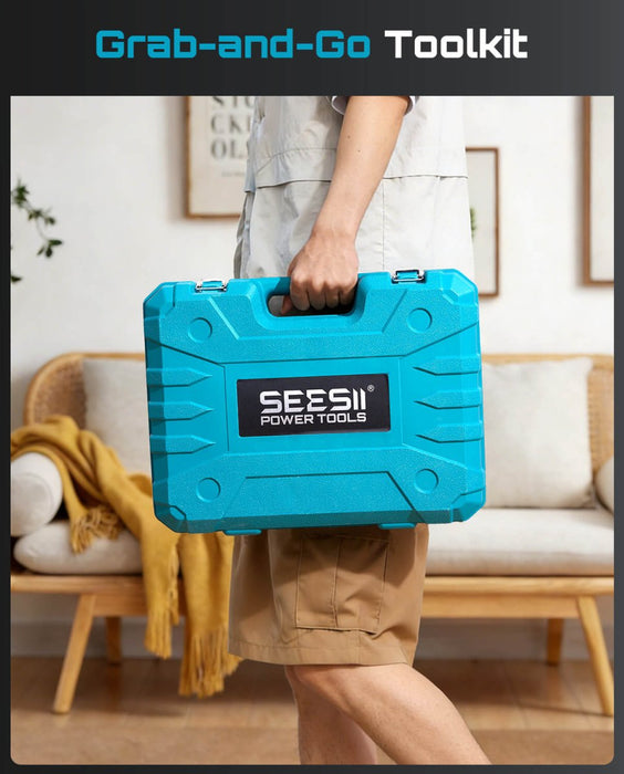 SEESII 190 - Piece Tool Set with 21V Cordless Drill Driver, 40 N·m Torque, 2.0Ah Battery, 25+1 Clutch, 3/8" Keyless Chuck, Case - Cordless Drill Driver - SeeSii