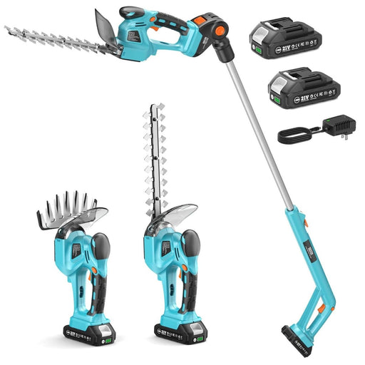 SEESII 2-in-1 Cordless Pole Hedge Trimmer, 6" Brushless Bush Pruner, Dual 2.0Ah Batteries Telescoping Grass Shears - Pole Hedge Trimmer-SeeSii