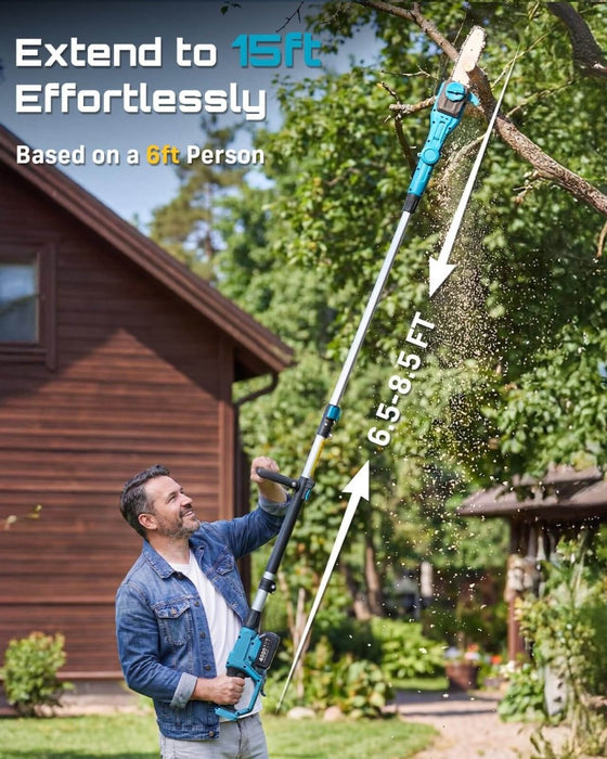 SEESII 2-in-1 Cordless Pole Saw 8 Inch & Hedge Trimmer Combo - Cordless Pole Saw 8 Inch & Hedge Trimmer-SeeSii