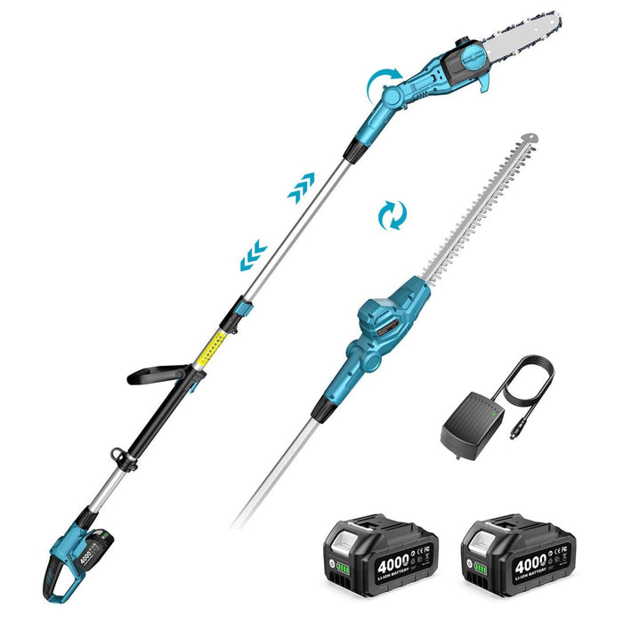 SEESII 2-in-1 Cordless Pole Saw 8 Inch & Hedge Trimmer Combo - Cordless Pole Saw 8 Inch & Hedge Trimmer-SeeSii