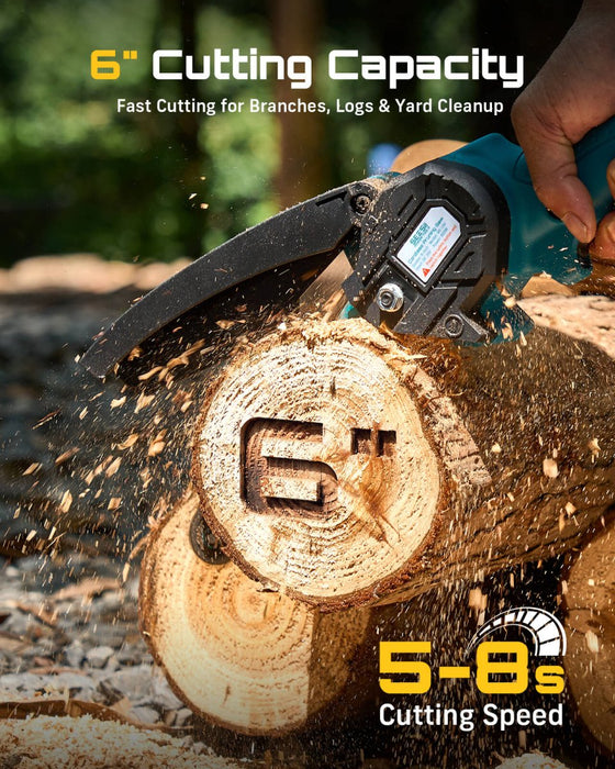 SEESII 2-in-1 Mini Chainsaw & Pruning Shears, 20V Brushless Motor Combo 6 Inch Cordless Chain Saw, 1.4" Electric Pruner, Dual 2.0Ah Batteries, One-hand Control for Tree Branch Cutter & Gardening - Pruning Shears-SeeSii