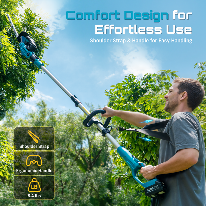 SEESII 2-in-1 Pole & Hedge Trimmer Cordless,20" Electric Bush Trimmer 8.5ft - SeeSii