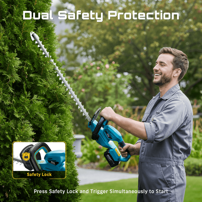 SEESII 20" Hedge Trimmer Cordless with 2× 4.0Ah Battery, Lightweight Design - hedge trimmers-SeeSii