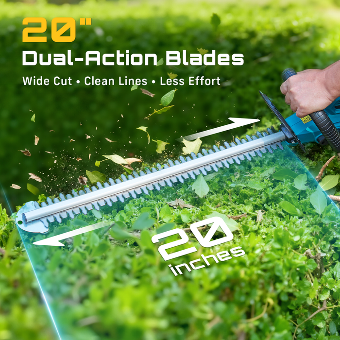 SEESII 20" Hedge Trimmer Cordless with 2× 4.0Ah Battery, Lightweight Design - hedge trimmers-SeeSii
