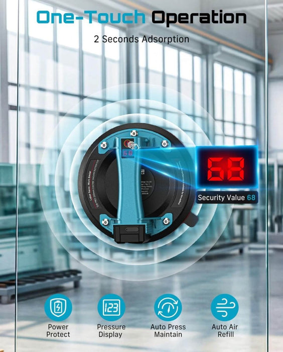 Seesii 200mm Battery Tile Suction Lifter 2PCS 270kg Max Load LCD 4x2400mAh Batteries - SeeSii