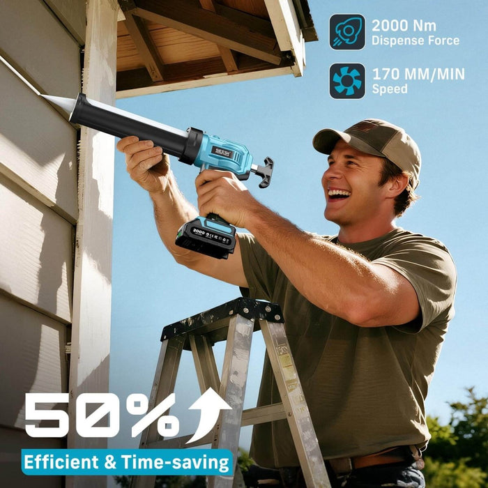 SEESII 20V Cordless Caulking Gun, 2x2.0Ah Battery, 4-Speed Auto Retract LED Silicone Gun for 10oz Sealant - SeeSii