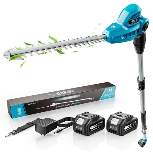 Seesii 20V Cordless Pole Hedge Trimmer, 8.5FT Telescopic Long Reach with 2x4.0Ah Batteries - Pole Hedge Trimmer-SeeSii
