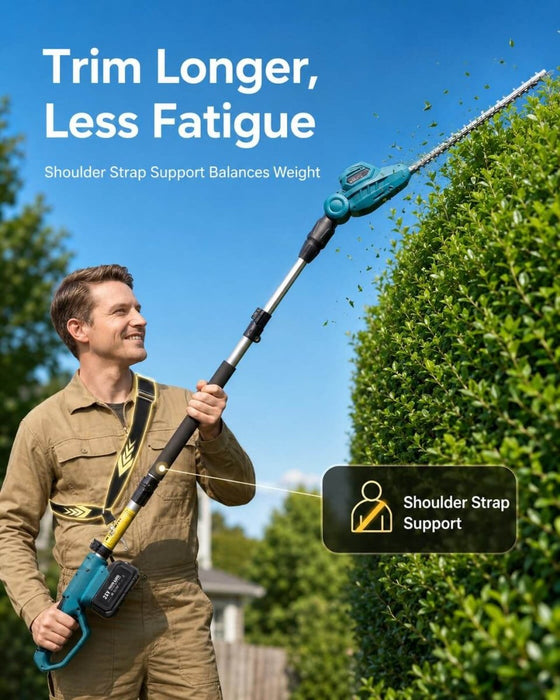 Seesii 20V Cordless Pole Hedge Trimmer, 8.5FT Telescopic Long Reach with 2x4.0Ah Batteries - Pole Hedge Trimmer-SeeSii