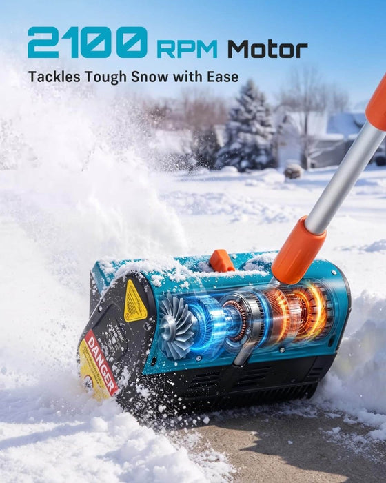 SEESII 20V Cordless Snow Shovel, 12" Electric Snow Blower, Lightweight - Snow Blowers-SEESII