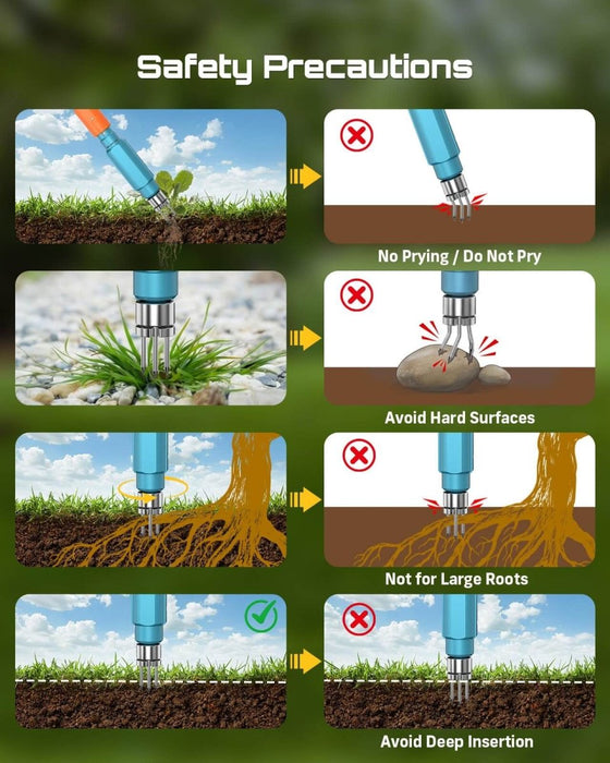 SEESII 20V Electric Weed Puller | Cordless Stand Up Weeder with 3-Claw Head & Dual Batteries - Weed Puller Tool-SeeSii