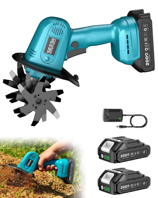 Seesii 20V Mini Cordless Tiller Cultivator 4" Width 2.6lbs Lightweight Rototiller （W02） - Cordless Tiller-SeeSii