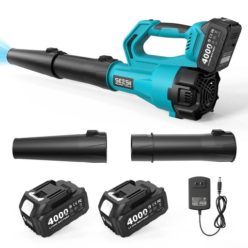 SEESII 21V Leaf Blower Cordless with 2 x 4000mAh Batteries and Charger, 780CFM 400MPH Electric Leaf Blower - SeeSii