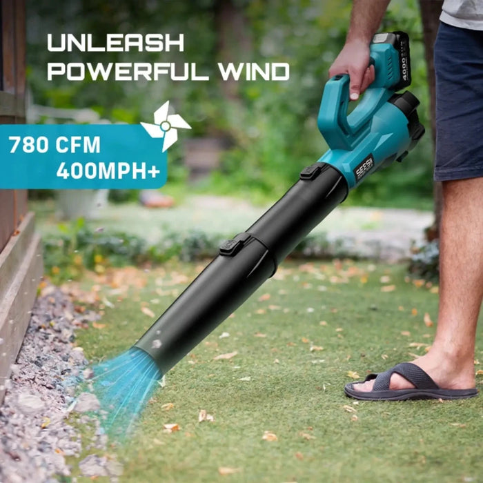 SEESII 21V Leaf Blower Cordless with 2 x 4000mAh Batteries and Charger, 780CFM 400MPH Electric Leaf Blower - SeeSii