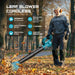 SEESII 21V Leaf Blower Cordless with 2 x 4000mAh Batteries and Charger, 780CFM 400MPH Electric Leaf Blower - SeeSii