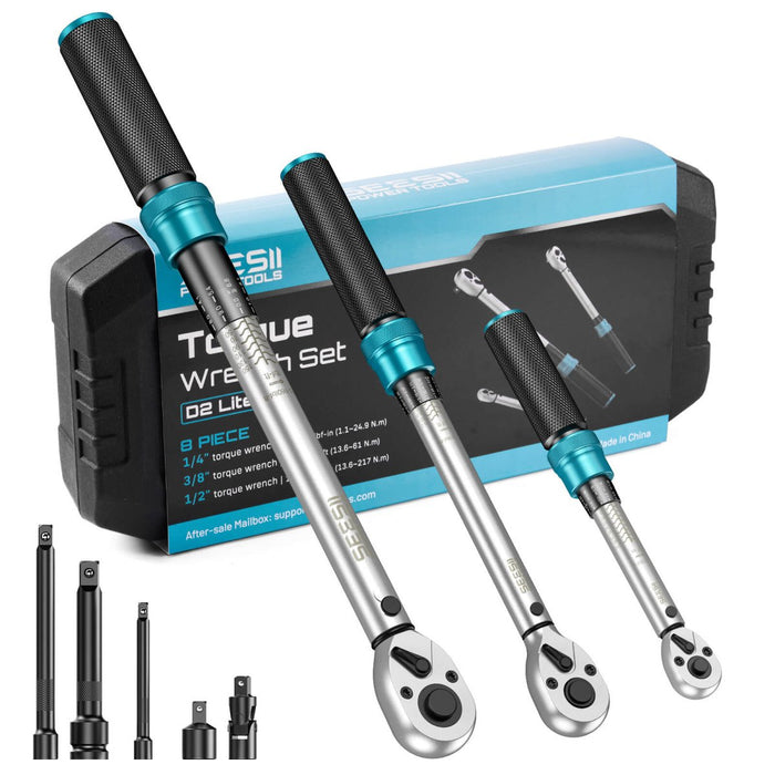 Seesii 3 - Piece Torque Wrench Set, 1/4" 3/8" 1/2", 72 - Tooth, ±3% Accuracy - ratchet wrench - SeeSii