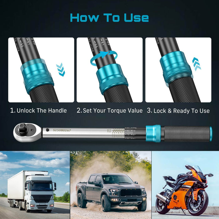 Seesii 3 - Piece Torque Wrench Set, 1/4" 3/8" 1/2", 72 - Tooth, ±3% Accuracy - ratchet wrench - SeeSii