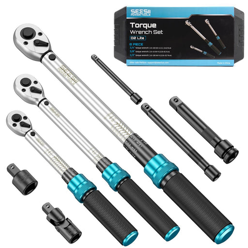 Seesii 3 - Piece Torque Wrench Set, 1/4" 3/8" 1/2", 72 - Tooth, ±3% Accuracy - ratchet wrench - SeeSii