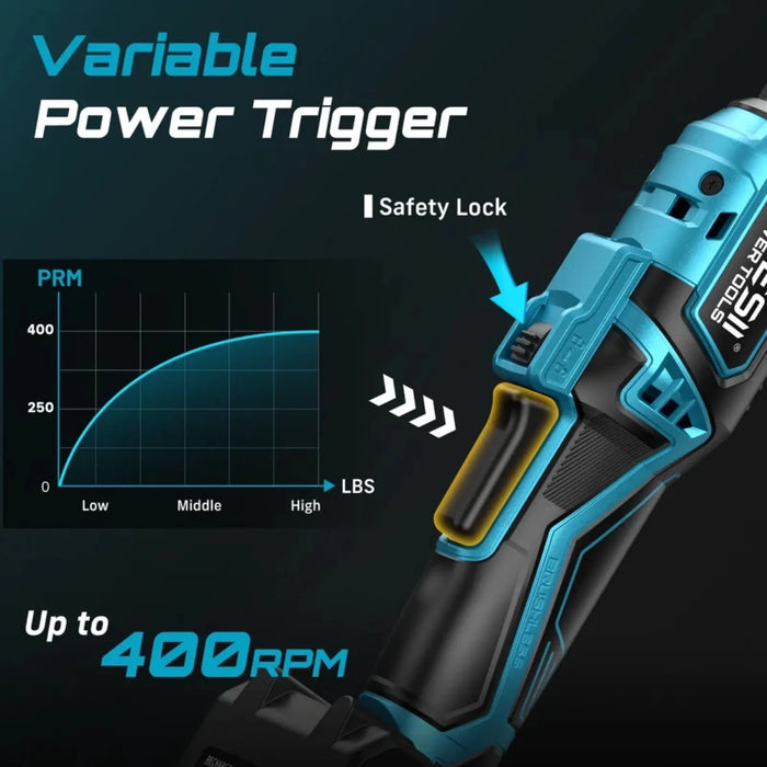 Seesii 3/8" Cordless Ratchet Wrench 80Nm 400RPM Brushless Electric Wrench 8 Sock - SeeSii