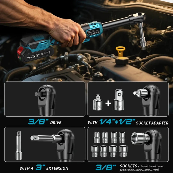 Seesii 3/8" Cordless Ratchet Wrench 80Nm 400RPM Brushless Electric Wrench 8 Sock - SeeSii