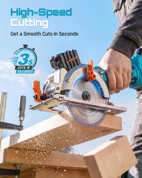 SEESII 4-1/2" Brushless Mini Circular Saw Cordless with 2*4.0Ah Batteries - SEESII