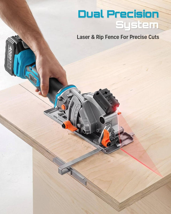 SEESII 4-1/2" Brushless Mini Circular Saw Cordless with 2*4.0Ah Batteries - SEESII