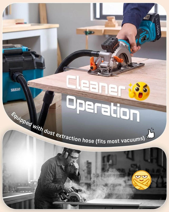 SEESII 4-1/2" Brushless Mini Circular Saw Cordless with 2*4.0Ah Batteries - SEESII