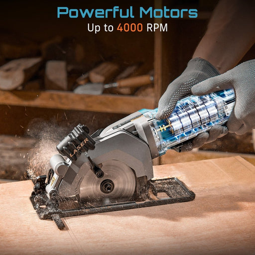 Seesii 4 - 1/2" Mini Circular Saw with Laser Guide, 4.8A 4000RPM High Speed - circular saw - SeeSii
