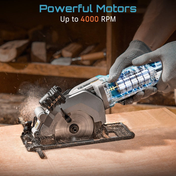 Seesii 4 - 1/2" Mini Circular Saw with Laser Guide, 4.8A 4000RPM High Speed - circular saw - SeeSii