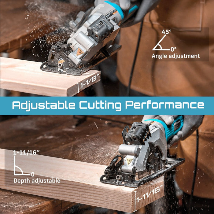 Seesii 4 - 1/2" Mini Circular Saw with Laser Guide, 4.8A 4000RPM High Speed - circular saw - SeeSii