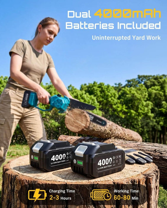 Seesii 4-in-1 Cordless Pole Saw & Leaf Blower, 10FT Pole, 560CFM Blower,2×4.0Ah Batteries - Cordless Pole Saw & Leaf Blower-SeeSii