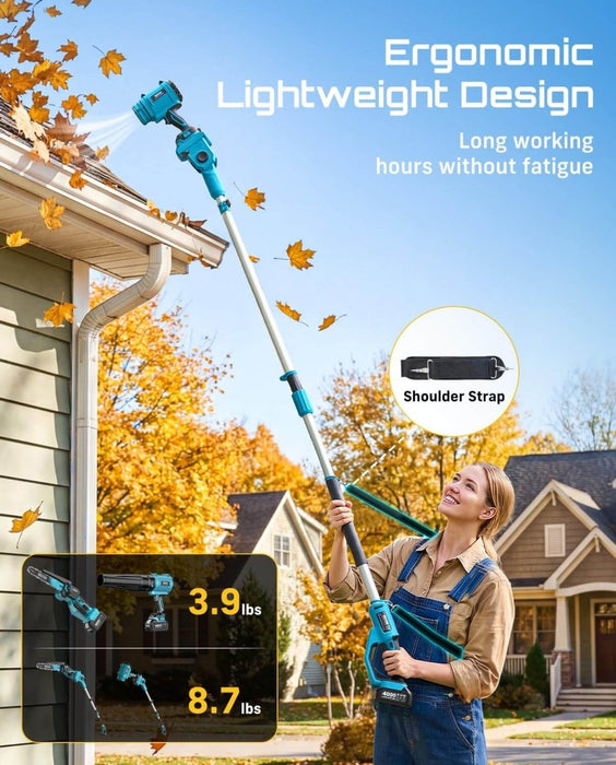 Seesii 4-in-1 Cordless Pole Saw & Leaf Blower, 10FT Pole, 560CFM Blower,2×4.0Ah Batteries - Cordless Pole Saw & Leaf Blower-SeeSii
