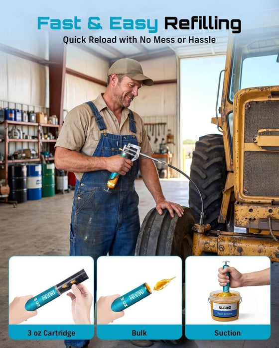 Seesii 4000PSI 3oz Mini Portable Grease Gun Kit for Auto Farm Marine（GR04K） - SeeSii