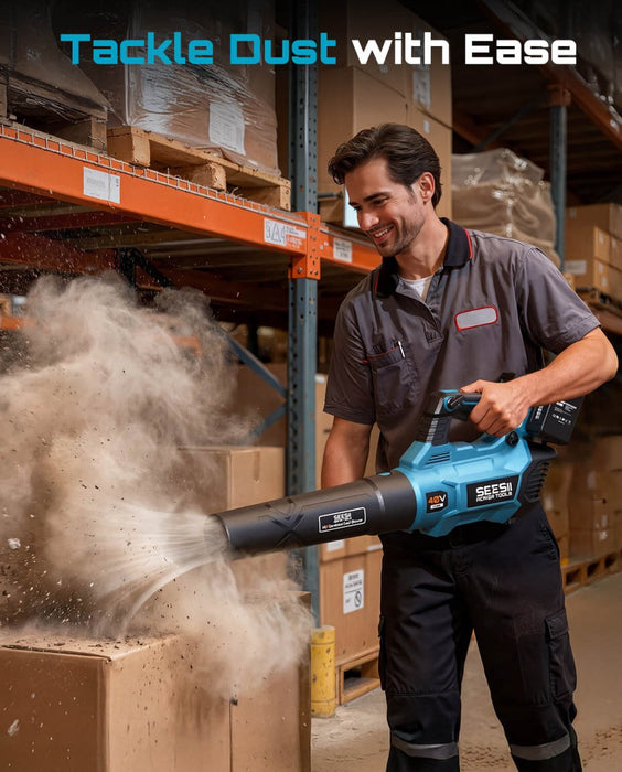 Seesii 40V Max Brushless Leaf Blower: 650 CFM Beast Mode with Dual 5.2Ah Batteries & Rapid Chargers — Professional Power for Lawns, Snow & Patios - Brushless Leaf Blower - SeeSii