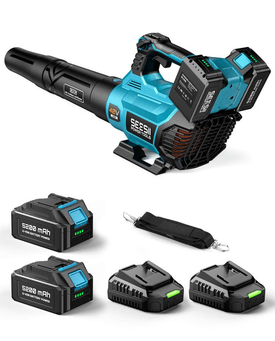 Seesii 40V Max Brushless Leaf Blower: 650 CFM Beast Mode with Dual 5.2Ah Batteries & Rapid Chargers — Professional Power for Lawns, Snow & Patios - Brushless Leaf Blower - SeeSii