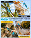 Seesii 4-in-1 blue cordless garden tool set collage showing pole saw, pole blower, mini chainsaw & handheld blower for yard trimming and leaf cleaning