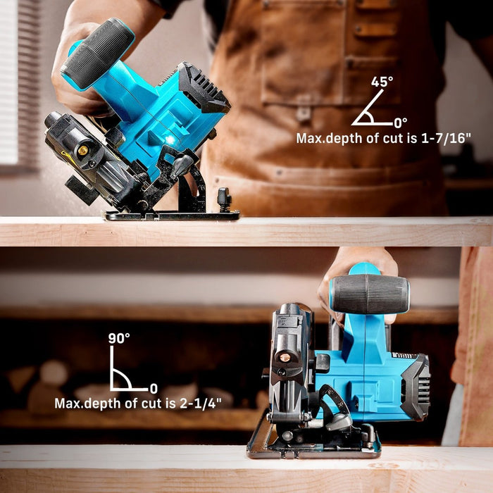 Seesii 6 - 1/2" Cordless Circular Saw with 2x 4.0Ah Batteries and Charger - circular saw - SeeSii