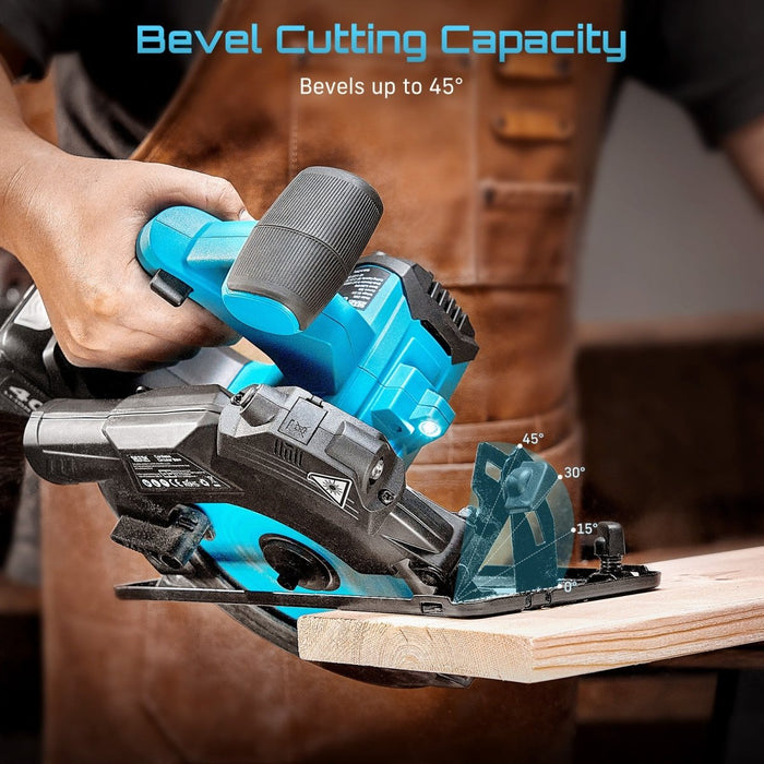 Seesii 6 - 1/2" Cordless Circular Saw with 2x 4.0Ah Batteries and Charger - circular saw - SeeSii
