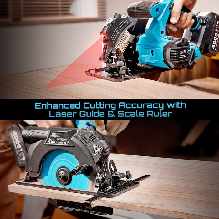 Seesii 6 - 1/2" Cordless Circular Saw with 2x 4.0Ah Batteries and Charger - circular saw - SeeSii