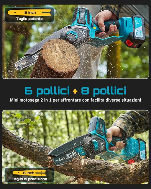 SEESII 6 & 8 Cordless Chainsaw, 1000 W Mini Chainsaw with 2 x 4000 mAh Batteries（M8 Ace） - chainsaw-SeeSii