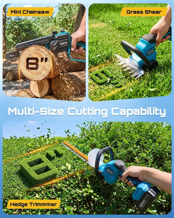 SEESII 6-in-1 Cordless Pole Saw & Hedge Trimmer Combo, 2×4000mAh Batteries（P8 Uniq） - SeeSii