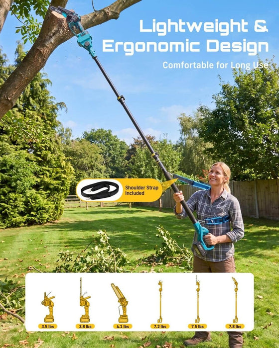 SEESII 6-in-1 Cordless Pole Saw & Hedge Trimmer Combo, 2×4000mAh Batteries（P8 Uniq） - SeeSii
