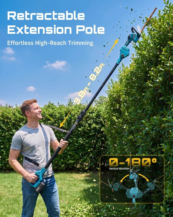 SEESII 6-in-1 Cordless Pole Saw & Hedge Trimmer Combo, 2×4000mAh Batteries（P8 Uniq） - SeeSii