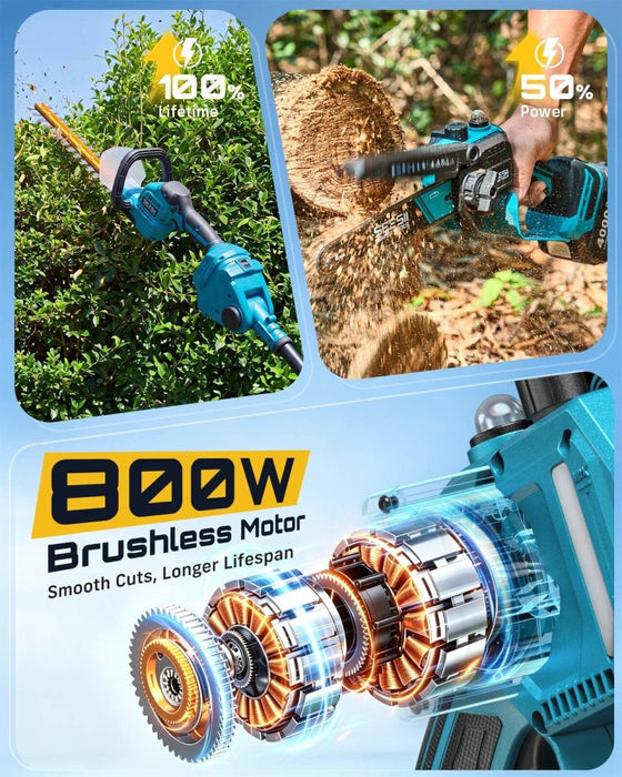 SEESII 6-in-1 Cordless Pole Saw & Hedge Trimmer Combo, 2×4000mAh Batteries（P8 Uniq） - SeeSii