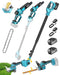 Seesii 6-in-1 cordless pole saw multi tool set, blue garden trimming kit with 2pcs 4000mAh batteries and all accessories