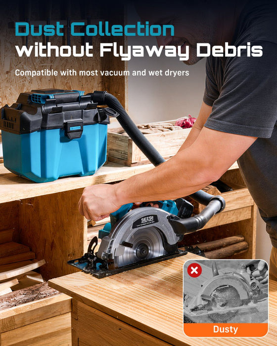 SEESII 7-1/4" Cordless Circular Saw with Total 8000mAh Battery & Charger - SEESII