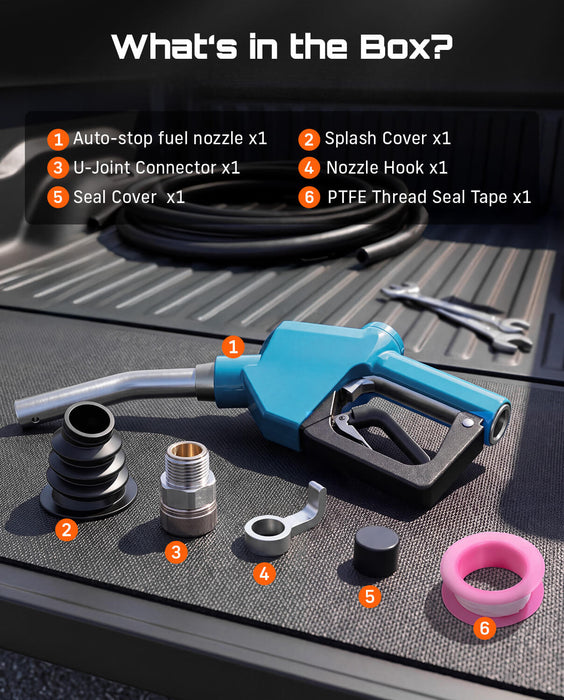 SEESII 3/4" NPT Automatic Fuel Nozzle, Gas Nozzle with Hook, Max Flow 16GPM
Fuel Transfer Pump Nozzle, 3-speed Padlock, Anti-Tangle Connector & Splash Cover, for Gasoline, Diesel, Kerosene, Biodiesel