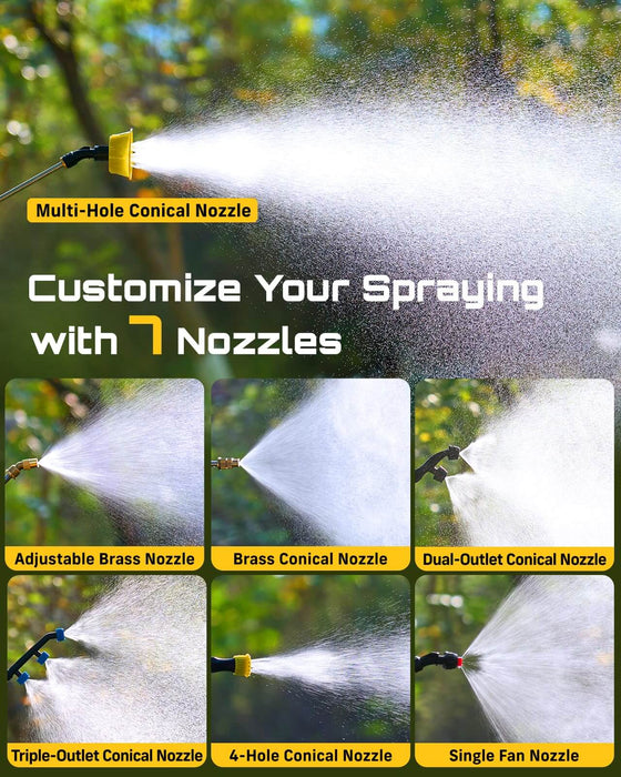7 Interchangeable Brass Nozzles for SEESII Battery Powered Backpack Sprayer, Multi Spray Patterns for Garden Watering, Weed & Pest Control