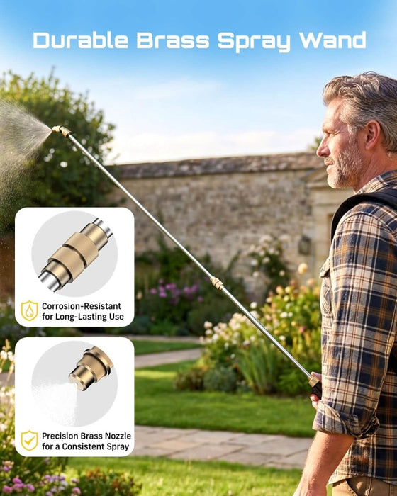 SEESII Battery Powered Backpack Sprayer, 5 Gallon Leak - Proof Electric Sprayer with Dual Batteries, Telescopic Brass Wand & 7 Nozzles, 100PSI Adjustable Pressure for Lawn Garden Weed & Pest Control - SeeSii