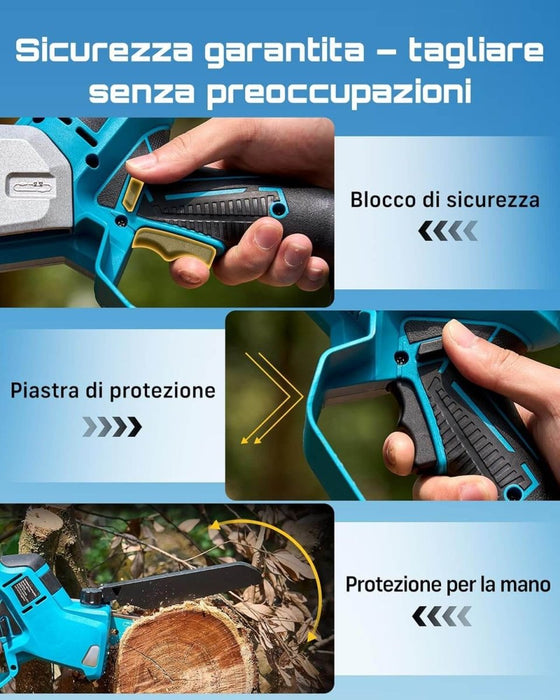 SEESII Brushless Mini Chainsaw 6 Inch, Handheld Saw with 2 * 4000 mAh Batteries(M6 Ace) - chainsaw-SeeSii