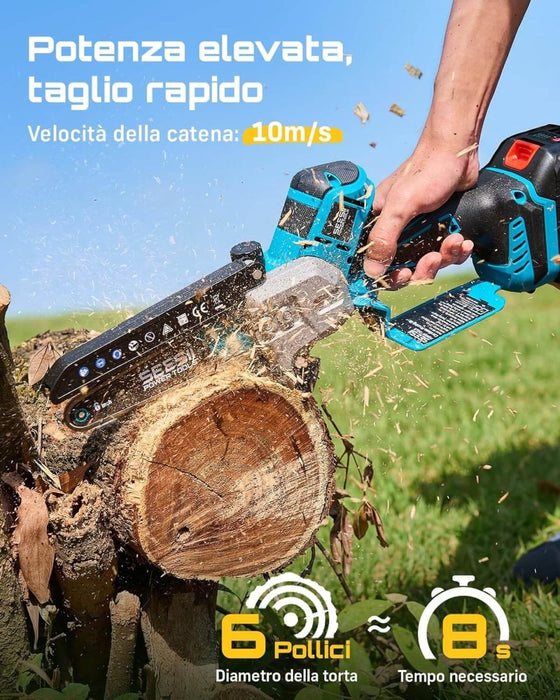 SEESII Brushless Mini Chainsaw 6 Inch, Handheld Saw with 2 * 4000 mAh Batteries(M6 Ace) - chainsaw-SeeSii